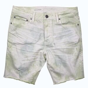 AEO Shorts Mens 32 Green Tie Dye Denim Bermuda Distressed Next Level Flex